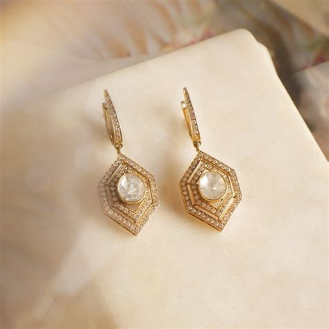 Alexandria Polki Diamond Earrings | 14K Gold Minimal Jewellery – Polki ...