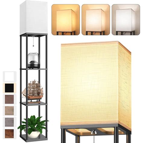 Floor Lamp with Shelves for Living Room, Shelf Floor Lamp with 3 CCT ...