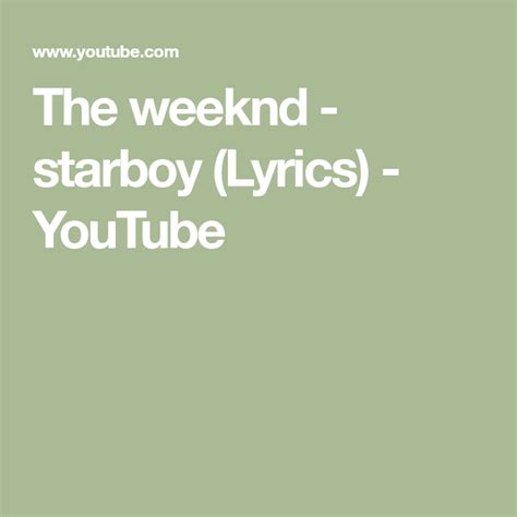 The weeknd - starboy (Lyrics) - YouTube | Starboy lyrics, The weeknd ...