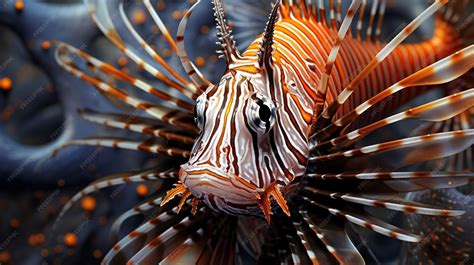 Premium AI Image | A Photo capturing the sharp details and patterns of a lionfish's venomous spines