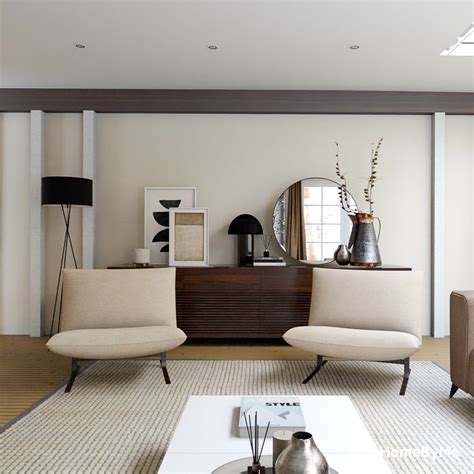 Beige Interior Design Living Room Ideas with Mid-Century Modern Inspiration