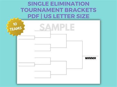 Printable Tournament Bracket: Sports & Games, 4-64 Teams (PDF) - Etsy