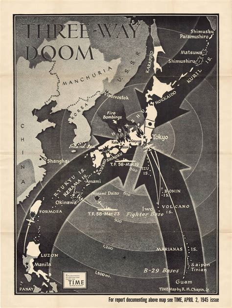 R. M. Chapin map of the bombing of Japan in 1945 - Rare & Antique Maps