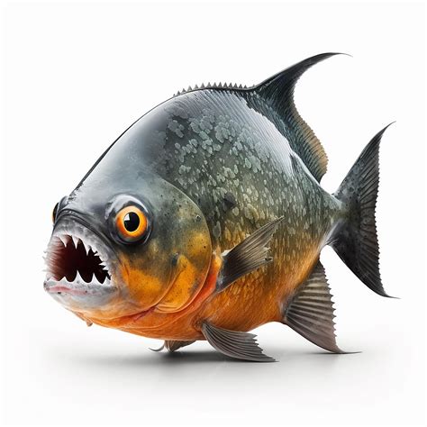 Premium Photo | Scary piranha fish with big teeth isolated on white ...