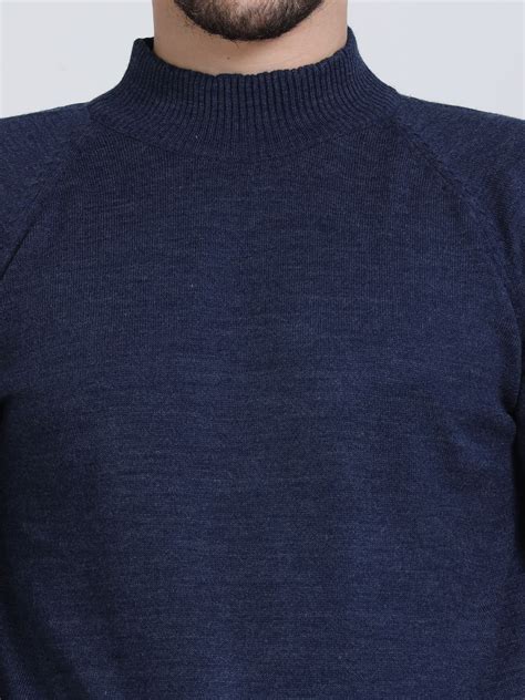 Shop Men's Blue High Neck Full Sleeves Sweater Online - Cool Colors