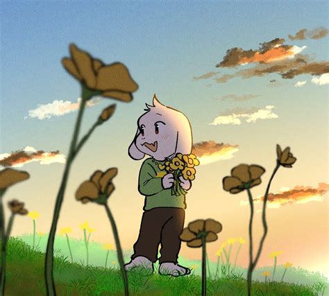 Asriel’s Serene Dawn – HD Undertale Video Game Wallpaper by まる