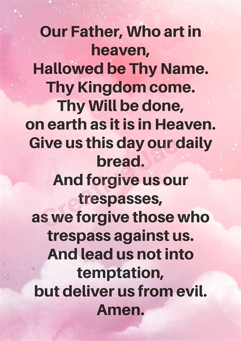 The Lords Prayer, Our Father Prayer Card. A5 With Envelope | Catholic ...
