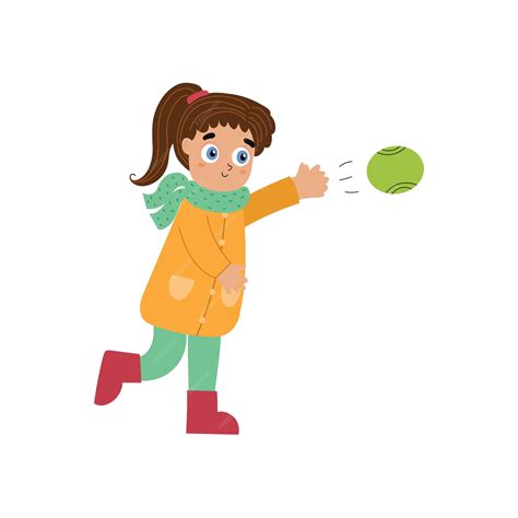 Premium Vector | Cute girl throwing a ball outdoor baseball activity ...