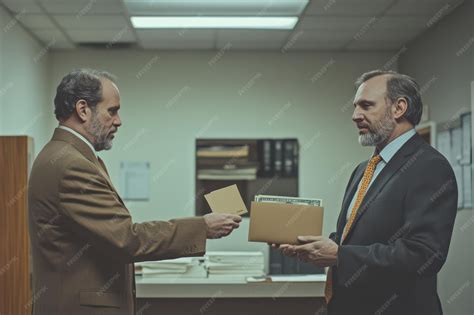 Office scene with executive handing envelope | Premium AI-generated image