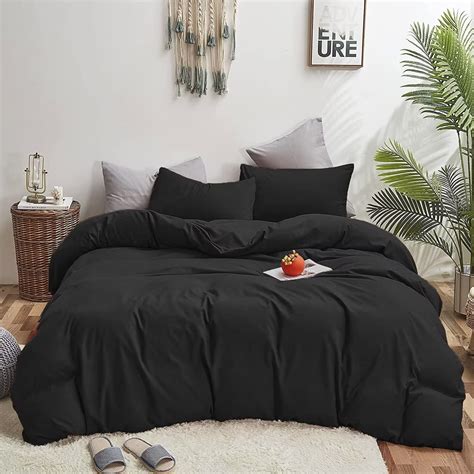 Houseri Black Comforter Set King All Black Bedding King Size Comforter ...