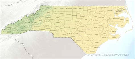 Physical map of North Carolina