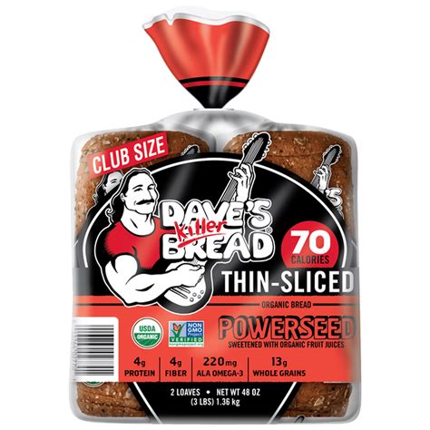 Dave's Killer Bread Bread, Organic, Powerseed, Thin Sliced, Club Size ...