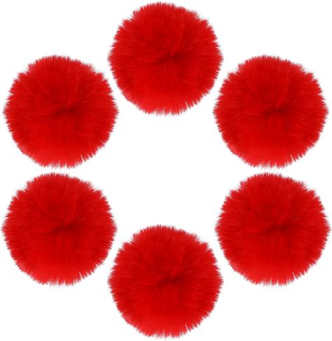 Amazon.com: Mozeat Lens 6 Pcs Red Pom Poms Faux Fur Pom Pom Fluffy Pom ...