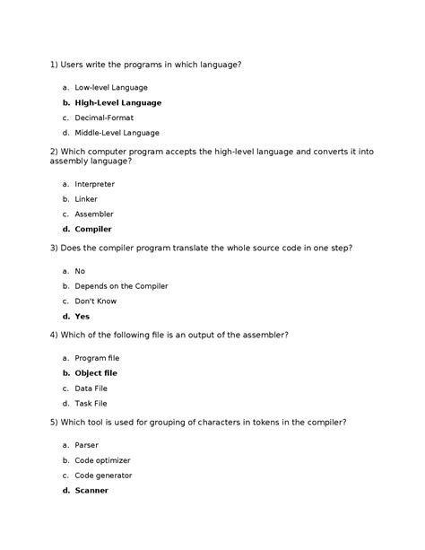 Image result for Compiler Design MCQ Questions and Answers