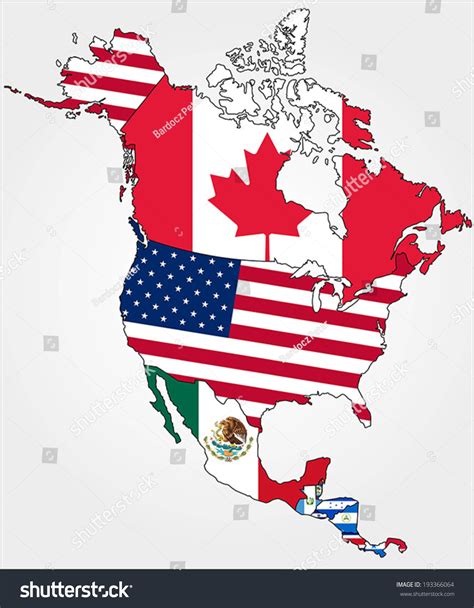 Highly Detailed North America Map Country Stock Vector 193366064 - Shutterstock