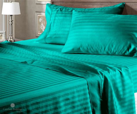 Turquoise Green Stripe Bed Sheets — Comfort Beddings