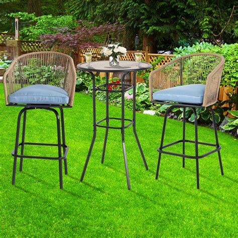 Bay Isle Home™ 3-piece Outdoor Bar Set – Patio Bar Height Table And 2 ...