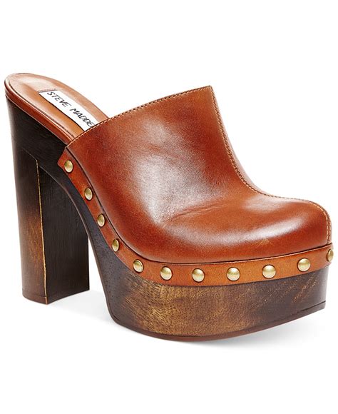 Steve Madden Leather Luhna Platform Clogs in Cognac (Brown) - Lyst