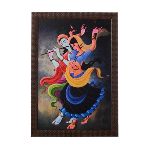 eCraftIndia 'Dancing Radha Krishna' UV Art Painting (Synthetic Wood, 36 ...