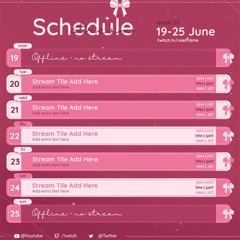 Customizable Stream Schedule Templates for Creators – Dexpixel