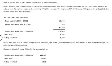Solved Work in process account data for two months; cost of | Chegg.com