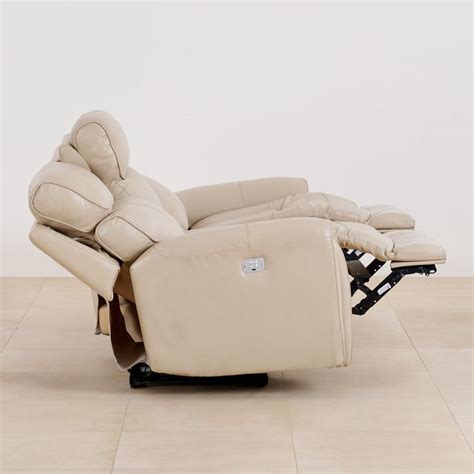 Buy (Refurbished) Helsinki Half Leather 3-Seater Electric Recliner ...