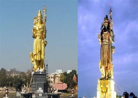 statue of lord shiva built in middle of this lake of gujarat covered ...