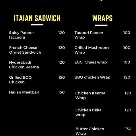 Menu at Charcoal BBQ, Warangal