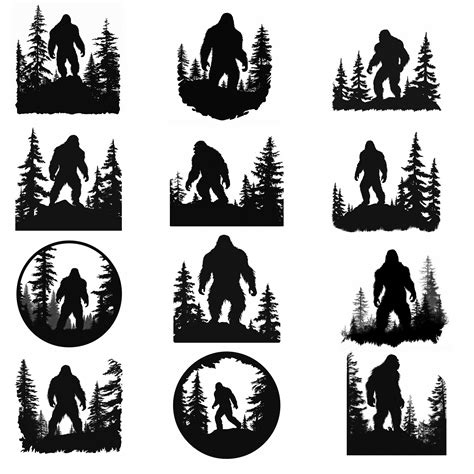 Bigfoot Silhouette Clipart Files for Instant Download, Sasquatch PNG Files for Stickers, Bigfoot ...