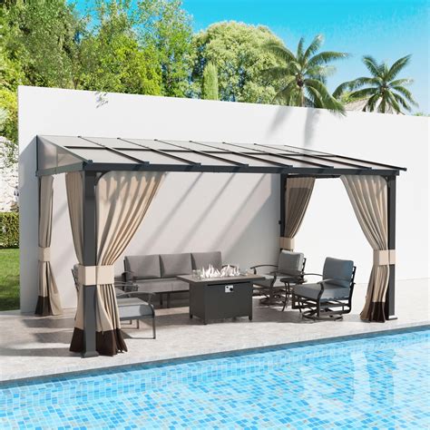 Amazon.com : VONZOY 10' x 14' Gazebo, Hardtop Wall Mounted Lean to ...