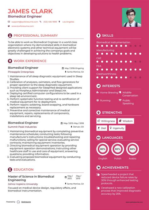 10+ Biomedical Engineer Resume Samples & Templates for 2025