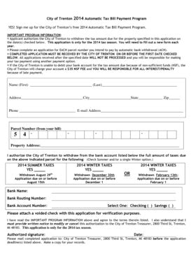 Fillable Online trentonmi 2014 Automatic Tax Bill Form - City of ...