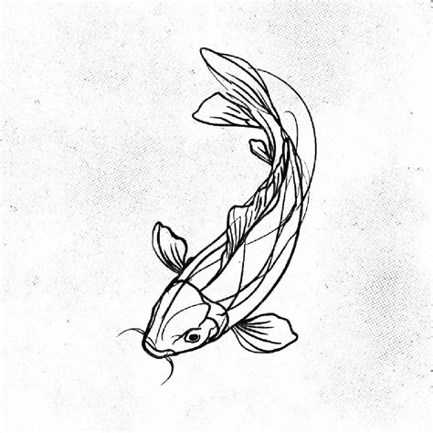 Simple Koi Fish Fine Line Tattoo Design Stencil – Tattoobnb