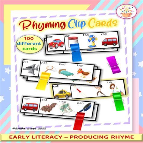 Rhyming Words! Rhyming Picture Cards Literacy Center Activity (100 ...