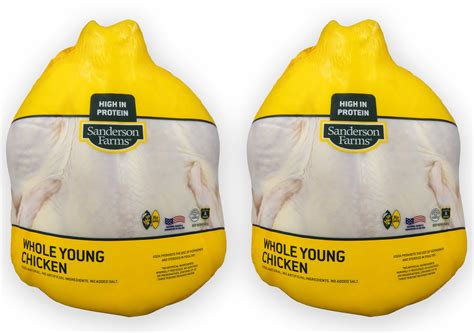 Sanderson Farms Fresh Whole Chicken, Twin Pack, 21g Protein, 4oz 112g ...