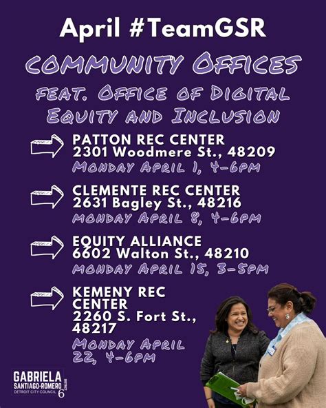 April 2024 #TeamGSR Office Hours at Patton Rec Center | City of Detroit