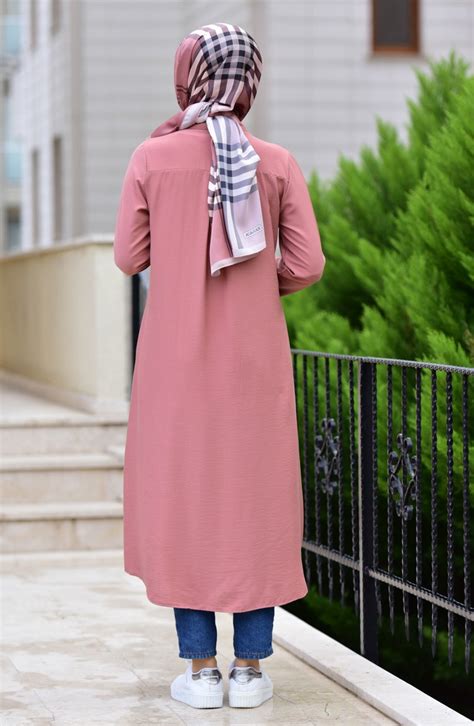 Cepli Gizli Patlı Viskon Tunik 6435-06 Soğan Kabuğu | Sefamerve