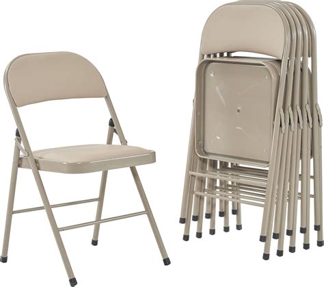 6 PCS Folding Chairs Padded Fabric Seat Heavy Duty Metal Frame ...