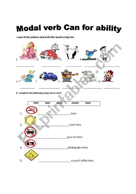 Can Model Verb Worksheet 的图像结果