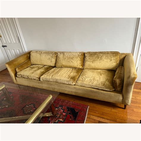 Gold Velvet Couch - 3 Seater - AptDeco