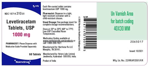 NDC 16714-310-01 Levetiracetam Tablet, Film Coated Oral