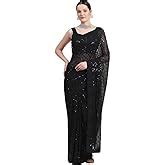 Naixa Women's Green Georgette Silk Sequence Embroidery Saree with ...