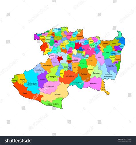 Michoacan Map: Mexico City Stock Vector Illustration 357207986 ...