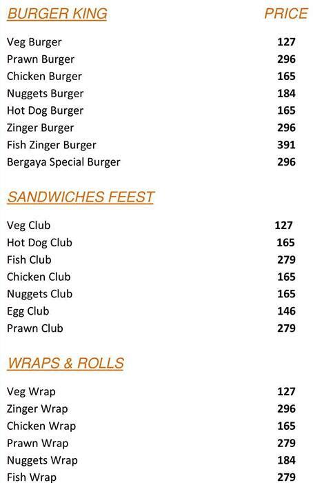 Menu at Monster cafe @99, Chennai