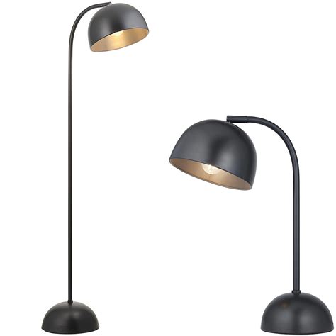 Standing Floor & Table Lamp Set - Adjustable Matt Black Steel Grey ...