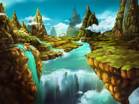 Download wallpaper clouds, mountains, river, rocks, height, waterfall ...