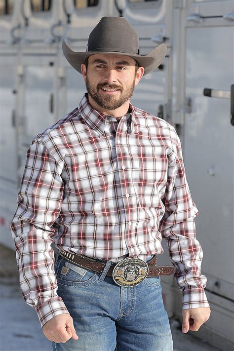 Cinch Men's Red & Orange Plaid Button Up Modern Fit Western Shirt ...