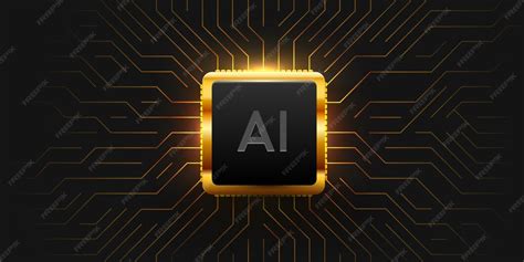 Glowing ai golden chip on circuit board technology background cpu ...