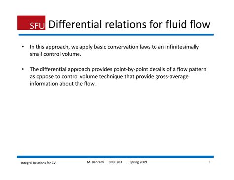 Differential relationships for fluid flow - Differential relations for ...