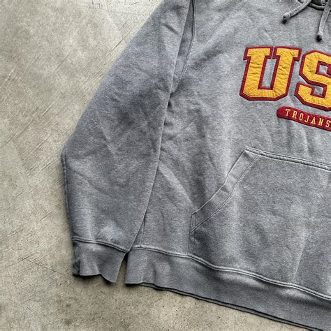 Vintage 2000s Grey USC Hoodie Yellow and Red... | Depop
